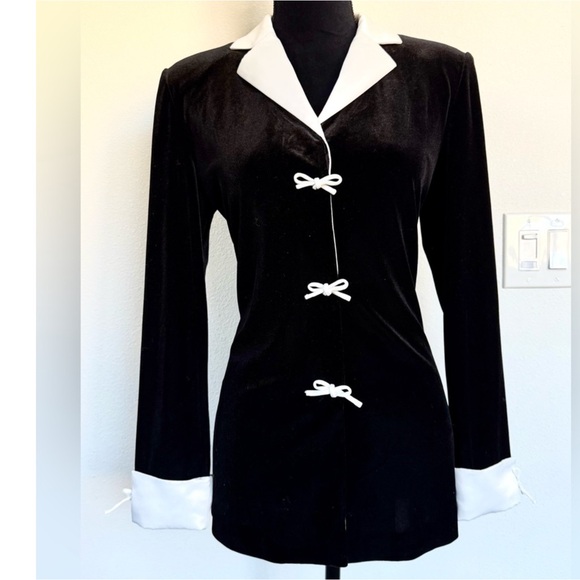 Vintage Coldwater Creek Velvet Satin Bow Details Cocktail Formal Jacket - Picture 2 of 12